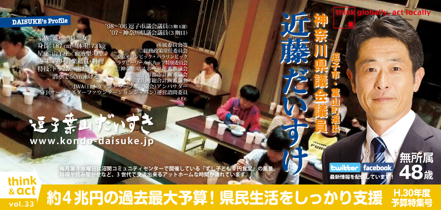 約4兆円の過去最大予算！県民生活をしっかり支援（H.30年度 予算特集号）近藤だいすけの県政ニュース